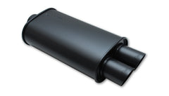 Vibrant StreetPower FLAT BLACK Oval Muffler with Dual 3in Outlet - 3in inlet I.D. - eliteracefab.com
