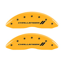 Load image into Gallery viewer, MGP 4 Caliper Covers Engraved Front &amp; Rear With stripes/Challenger Yellow finish black ch MGP