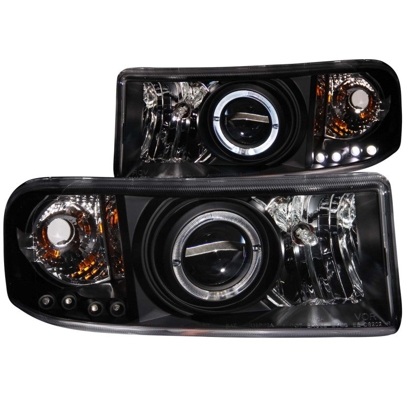 ANZO USA Dodge Ram Projector Headlights W/ Halo Black; 1994-2001 - eliteracefab.com