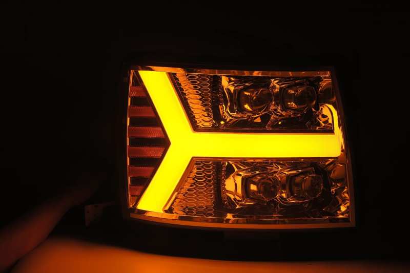AlphaRex 880207 07-13 Chevy 1500HD NOVA LED Proj Headlights Plank Style Chrm w/Activ Light/Seq Signal