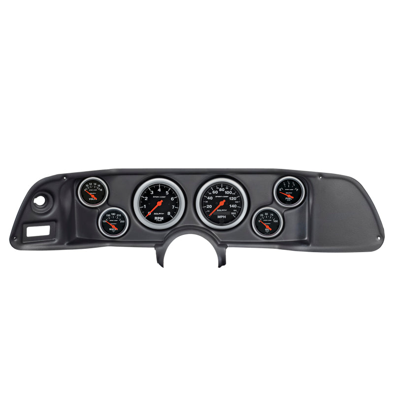 Autometer Sport-Comp 70-78 Camaro Dash Kit 6pc Tach / MPH / Fuel / Oil / WTMP / Volt 7022-SC