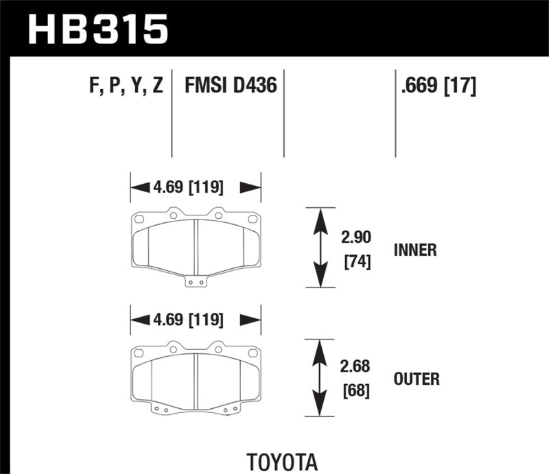 Hawk Performance Ceramic Brake Pads - HB315Z.669 Hawk Performance
