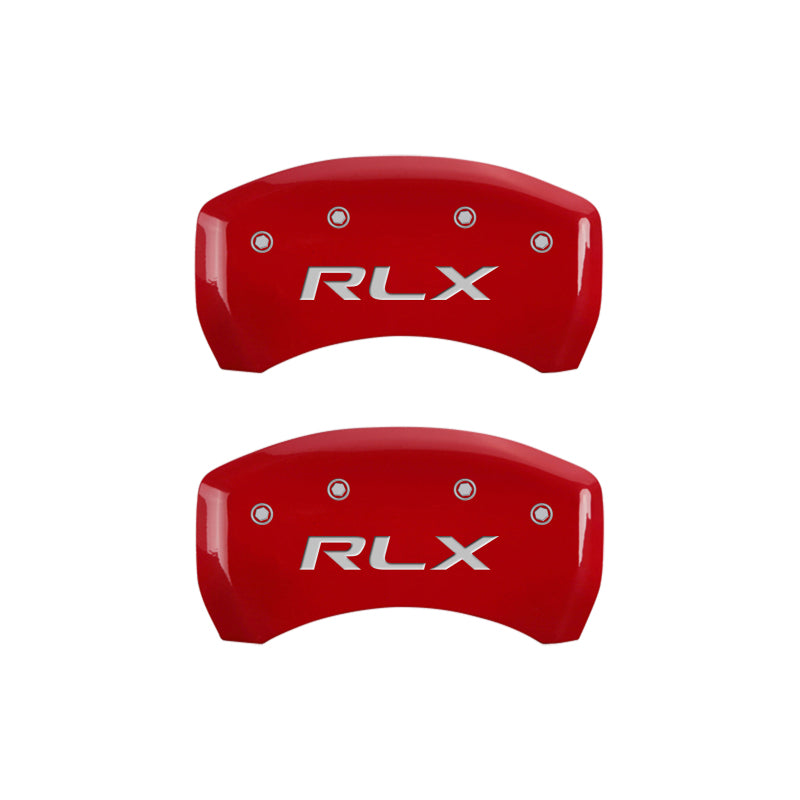 MGP 4 Caliper Covers Engraved Front Acura Engraved Rear RLX Red finish silver ch MGP