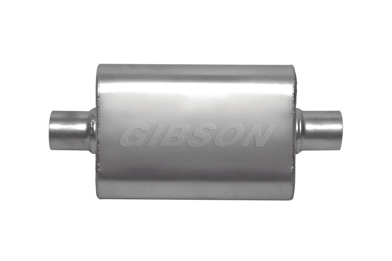 Gibson CFT Superflow Center/Center Oval Muffler - 4x9x18in/2.5in Inlet/2.5in Outlet - Stainless Gibson