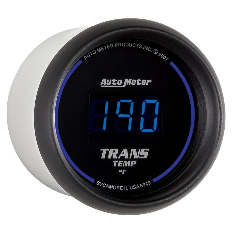 AutoMeter GAUGE; TRANS TEMP; 2 1/16in.; 340deg.F; DIGITAL; BLACK DIAL W/BLUE LED - eliteracefab.com