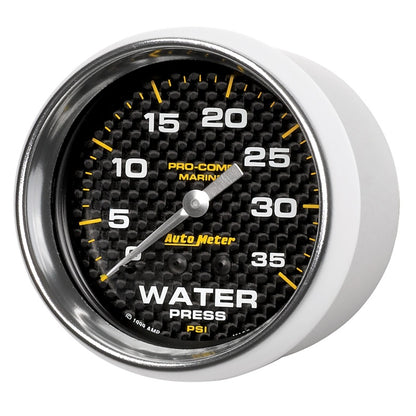 Autometer Marine Carbon Fiber Mechanical 2-5/8in 0-35PSI Water Pressure Gage 200773-40