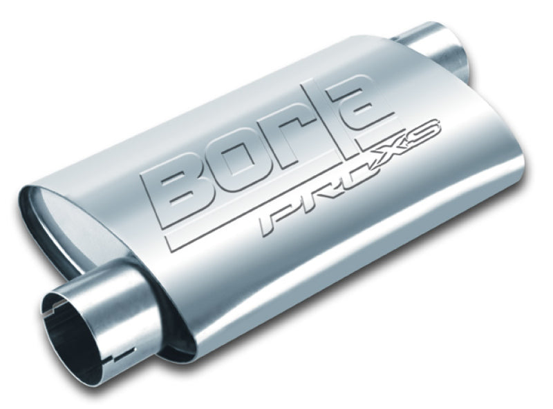 Borla Universal Pro-XS Muffler Oval 3in Inlet/Outlet Offset/Offset Notched Muffler - eliteracefab.com