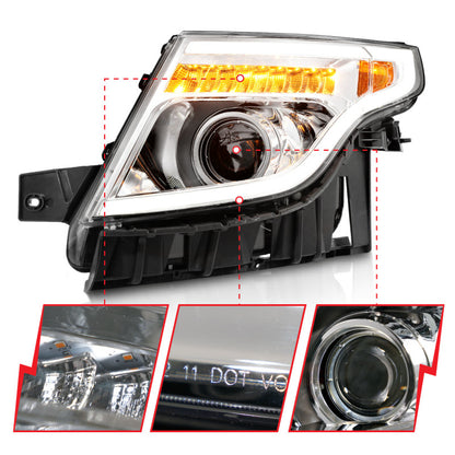 ANZO FORD EXPLORER 11-15 PROJECTOR PLANK STYLE HEADLIGHTS CHROME W/ LED SIGNAL (13-15 BASE, XLT, LIMITED) - 111576