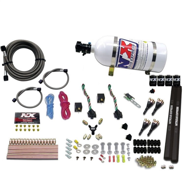 Nitrous Express 4 Cyl SX2 Nozzle Nitrous Kit (100-300HP x 2) w/10lb Bottle