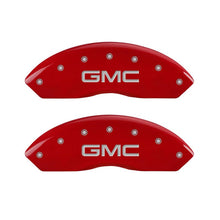 Load image into Gallery viewer, MGP 4 Caliper Covers Engraved Front &amp; Rear Denali Red finish silver ch