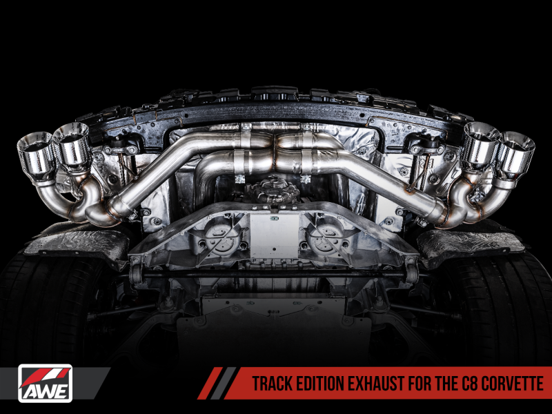 AWE Tuning 2020 Chevrolet Corvette (C8) Track Edition Exhaust - Quad Chrome Silver Tips - eliteracefab.com