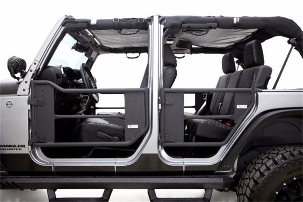 Rampage 2007-2018 Jeep Wrangler(JK) Unlimited 4-Door Tube Doors With Netting - Black - eliteracefab.com