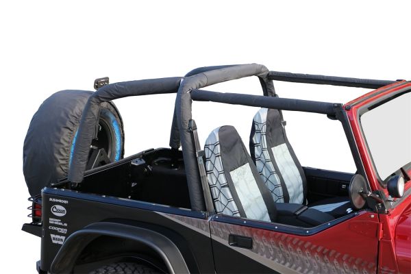 Rampage 1992-1995 Jeep Wrangler(YJ) Roll Bar Pad & Cover Kit - Black Denim - eliteracefab.com