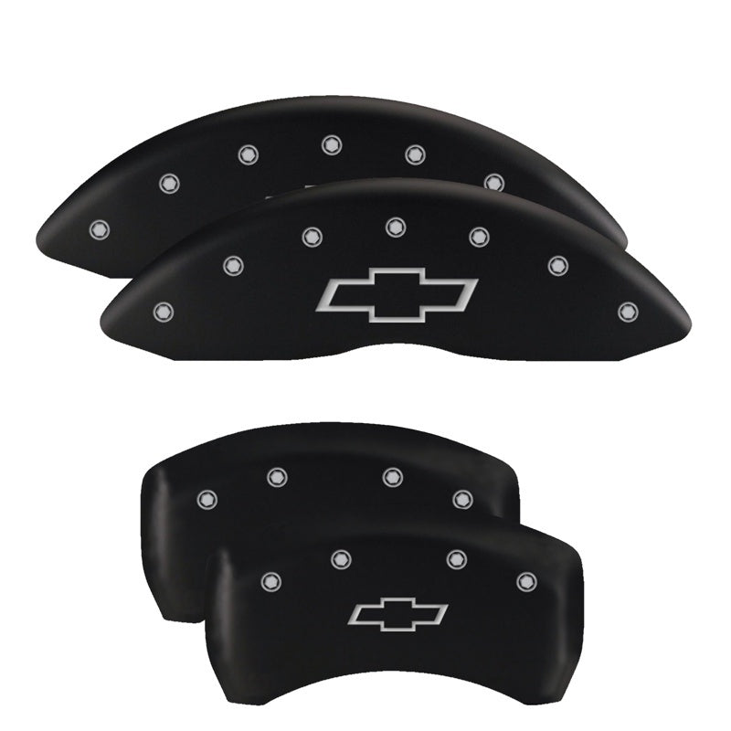 MGP 4 Caliper Covers Engraved Front & Rear Cursive/Challenger Black finish silver ch MGP