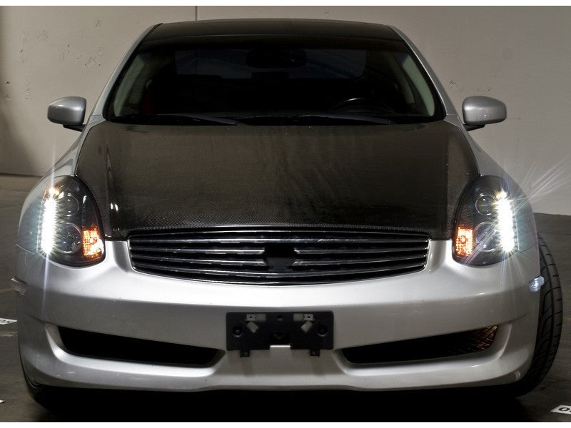 Spyder Infiniti G35 03-07 2DR Projector Halogen - LED Halo DRL Blk High H4 PRO-YD-IG35032D-DRL-BK - eliteracefab.com