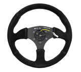 NRG Reinforced Steering Wheel 350mm Sport Suede Racing 2.5 Inch Deep Comfort Grip, 5mm thick matte black spoke - RST-023MB-S