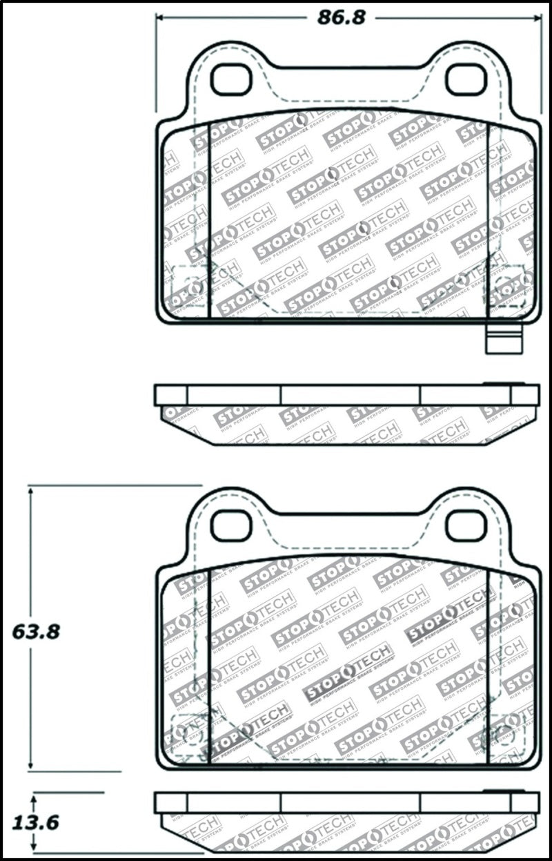 StopTech Performance 08+ Mitsubishi Evolution X Rear Brake Pads - eliteracefab.com