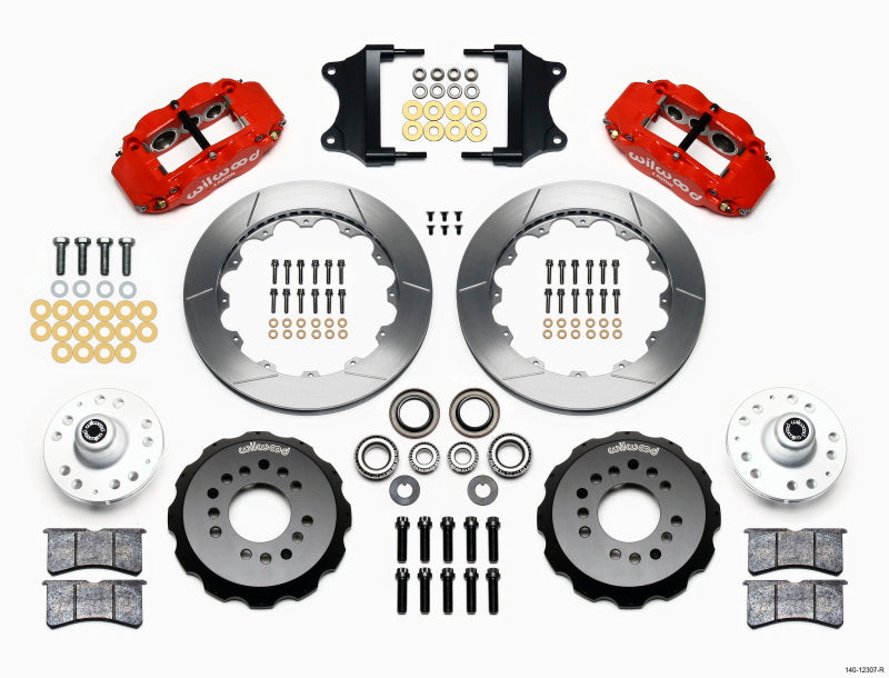 Wilwood Narrow Superlite 6R Front Hub Kit 12.88in Red Heidts Tri -5 2 inch Drop Spindle Wilwood