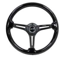 Load image into Gallery viewer, NRG Reinforced Classic Wood Grain Wheel 350mm 3-Spoke Slotted Center Black Black Painted Wood - eliteracefab.com