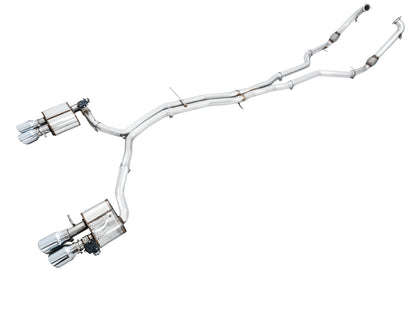 AWE Tuning Audi B9 S4 SwitchPath Exhaust - Non-Resonated (Silver 102mm Tips) AWE Tuning