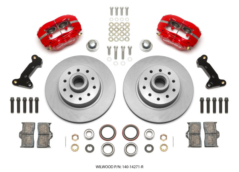 Wilwood Forged Dynalite Front Kit 11.03in 1 PC Rotor&Hub - Red 74-80 Pinto Disc Spindle only Wilwood