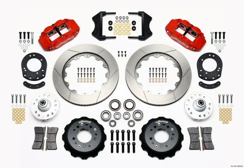 Wilwood Narrow Superlite 6R Front Hub Kit 14.00in Red 1965-1969 Mustang Drum Spindle Wilwood