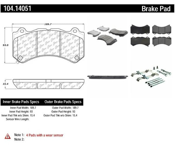 POSIQUIET 12-13 GRAND CHEROKEE SRT-8 DELUXE PLUS FRONT BRAKE BRAKE PADS, 104.14051 - eliteracefab.com