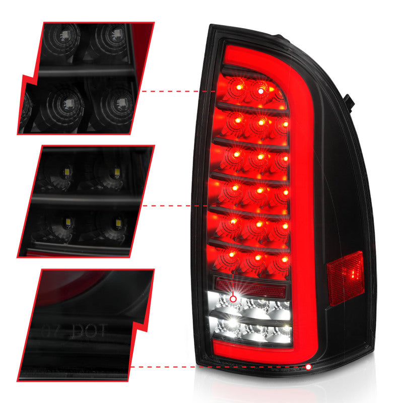 ANZO TOYOTA TACOMA 05-15 FULL LED BAR STYLE TAIL LIGHTS BLACK SMOKE LENS W/ SEQUENTIAL SIGNAL - 311428