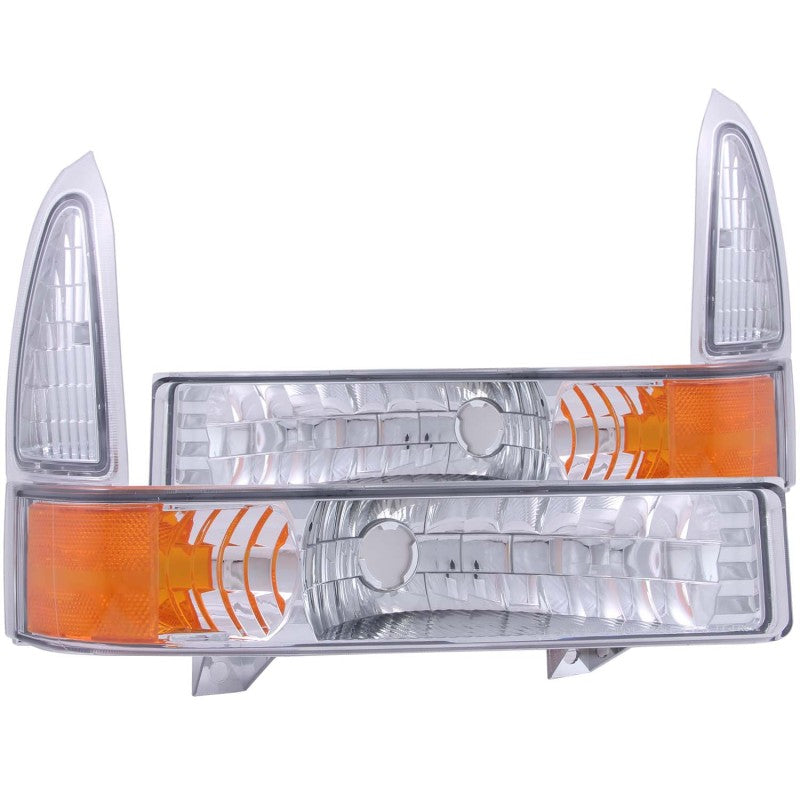 ANZO USA Ford Excursion Euro Parking Lights Chrome W/ Amber Reflector; 2000-2004 - eliteracefab.com