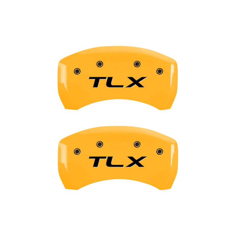 MGP 4 Caliper Covers Engraved Front Acura Engraved Rear TLX Yellow finish black ch MGP