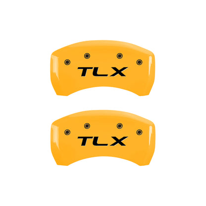 MGP 4 Caliper Covers Engraved Front Acura Engraved Rear TLX Yellow finish black ch MGP