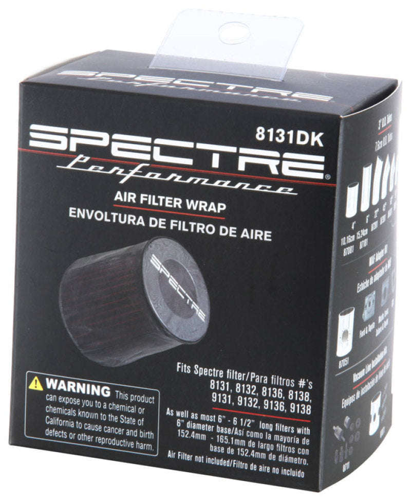 Spectre Universal Pre-Filter Wrap 6in. x 6.125in. - Black