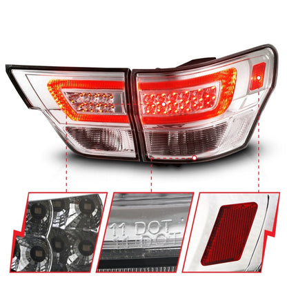 ANZO JEEP GRAND CHEROKEE 11-13 LED LIGHT BAR TAIL LIGHTS 4PCS CHROME CLEAR LENS - 311441