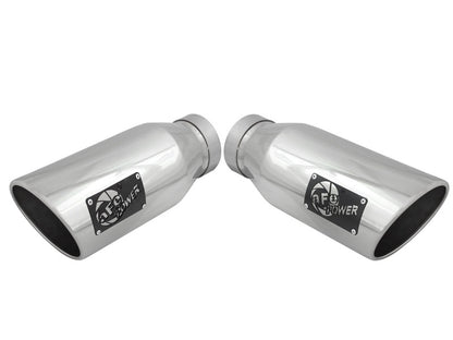 aFe MACH Force-XP 304 SS Single Wall Polished Exhaust Tip Pair 4in Inlet x 6in Outlet x 15in L aFe