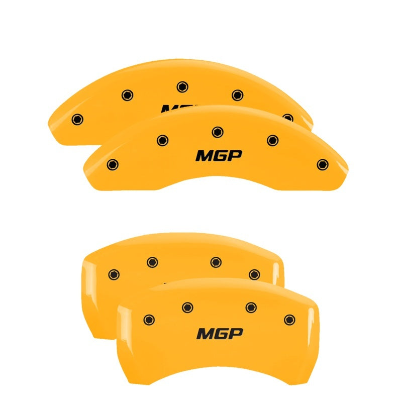 MGP 4 Caliper Covers Engraved Front & Rear MGP Yellow Finish Black Char 2009 Nissan Altima MGP