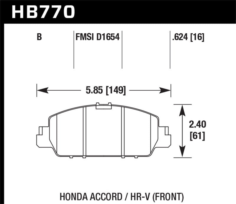 Hawk 13-17 Honda Accord HPS 5.0 Front Brake Pads - eliteracefab.com