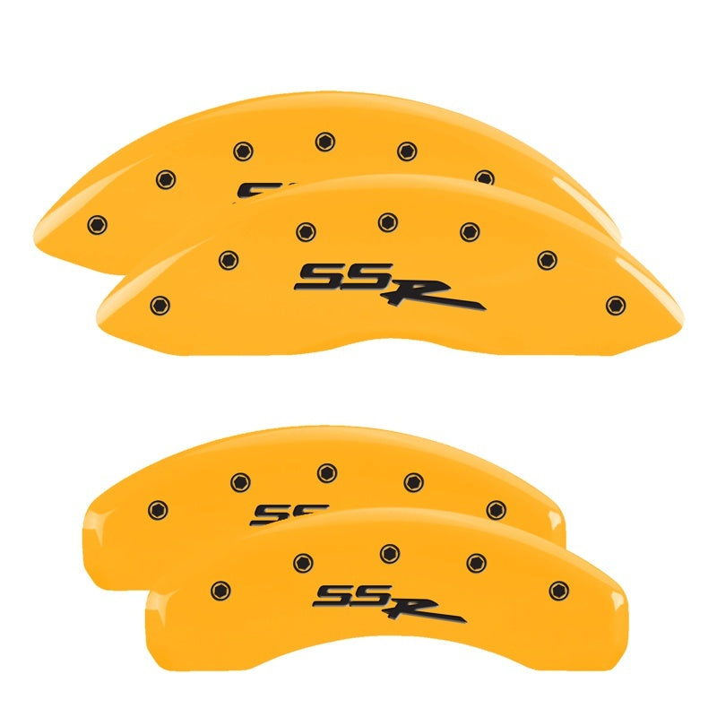 MGP 4 Caliper Covers Engraved Front & Rear Ssr Yellow Finish Black Char 2004 Chevrolet SSR MGP