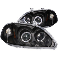 Load image into Gallery viewer, ANZO USA Honda Civic Projector Headlights W/ Halo Black; 1996-1998 - eliteracefab.com