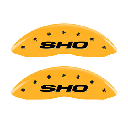 MGP 4 Caliper Covers Engraved Front & Rear SHO Yellow finish black ch MGP