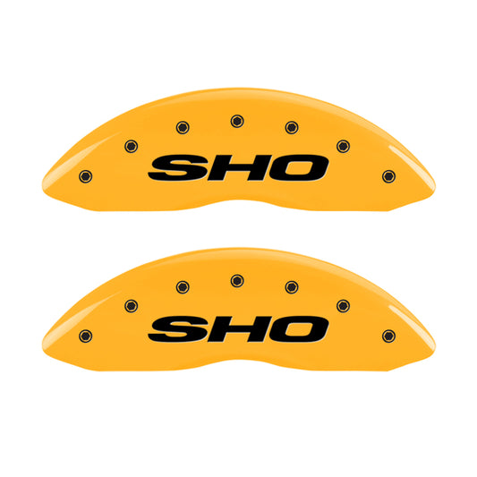 MGP 4 Caliper Covers Engraved Front & Rear SHO Yellow finish black ch MGP