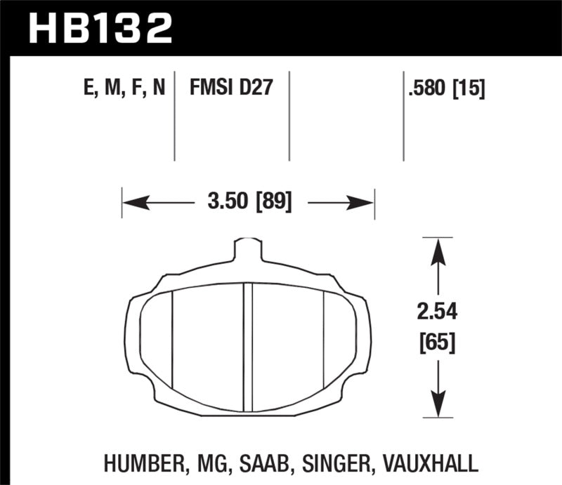 Hawk Performance Black Front Brake Pads - HB132M.580 Hawk Performance