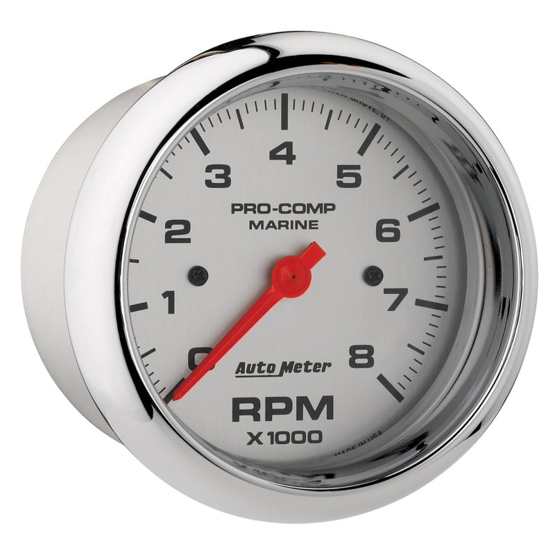Autometer Marine Chrome Ultra-Lite 3-3/8in 8k RPM Tachometer Gauge 200779-35