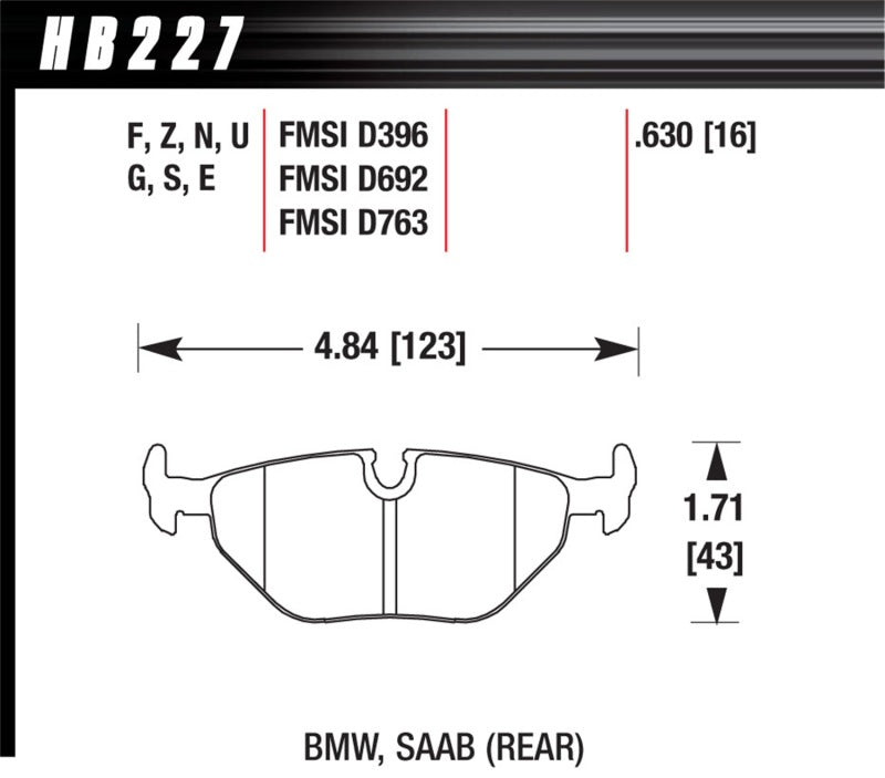 Hawk Performance ER-1 Rear Brake Pads - HB227D.630