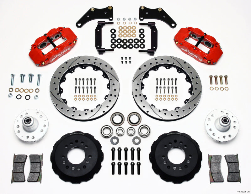 Wilwood Narrow Superlite 6R Front Hub Kit 12.88in Drill Red Large GM 57-70 Drop Spindle Wilwood