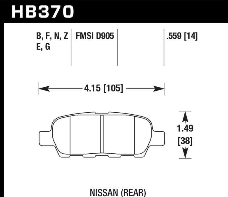 Hawk Performance Blue 9012 Rear Brake Pads - HB370E.559