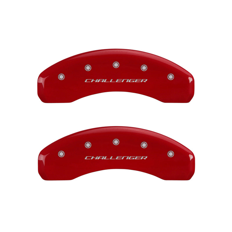 MGP 4 Caliper Covers Engraved Front & Rear Block/Challenger Red finish silver ch MGP