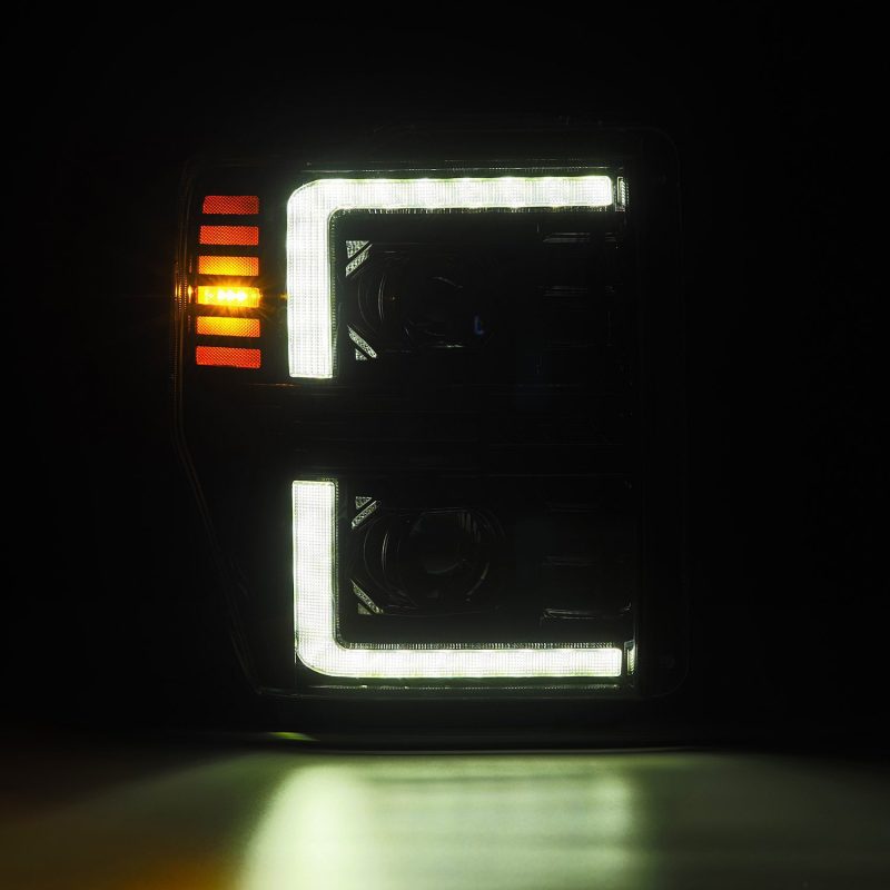 AlphaRex 880309 08-10 Ford F250-550 PRO-Series Projector headlights Alpha-Black w/Activ Light/Seq Signal