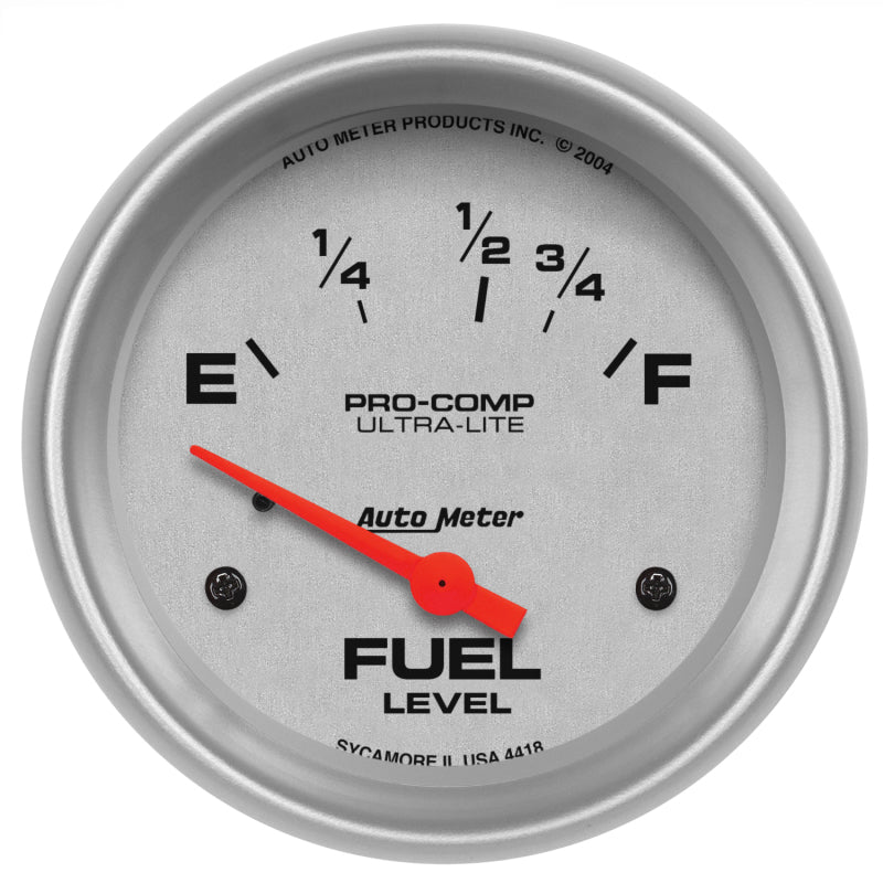 AutoMeter Gauge Fuel Level 2-5/8in. 16 Ohm(e) to 158 Ohm(f) Elec Ultra-Lite 4418