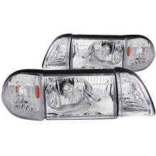 Load image into Gallery viewer, ANZO USA Ford Mustang Crystal Headlights Chrome W/ Corner Lights 2pc; 1987-1993 - eliteracefab.com