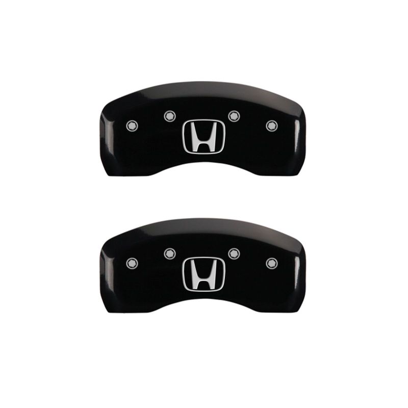 MGP 4 Caliper Covers Engraved Front Honda Engraved Rear H Logo Black finish silver ch MGP